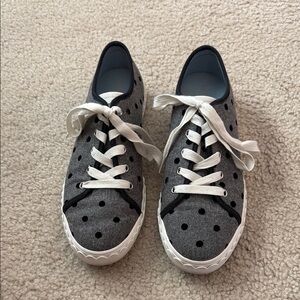 Kate Spade Gray and Black Suede Sneakers with Perforations